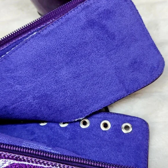 NIB Adore 1020GP Purple Glitter Patent 7" High Heel Platform Ankle Boots - Picture 10 of 12